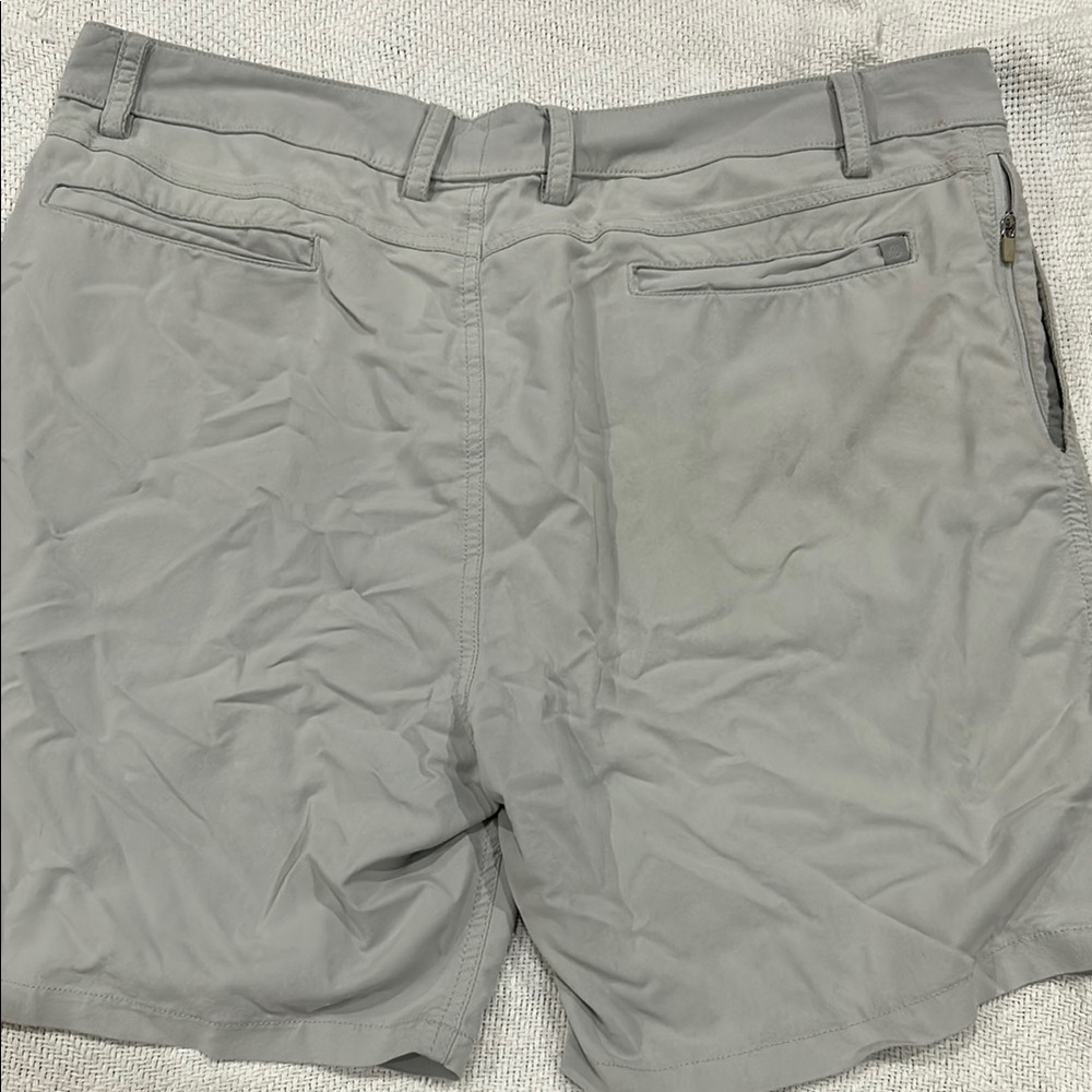 Flat Front Gray Knee-Length Shorts - Picture 4 of 4